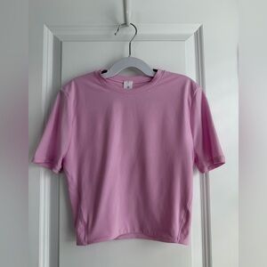 Lululemon Wundermost Ultra-Soft Nulu Crewneck Cropped T-Shirt Vita Pink Size XS